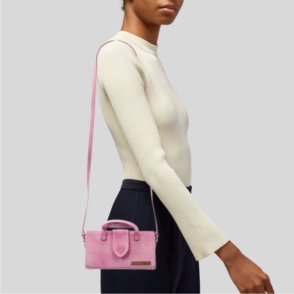 Jacquemus Le Bambino satchel in pink suede - Picture 5 of 7